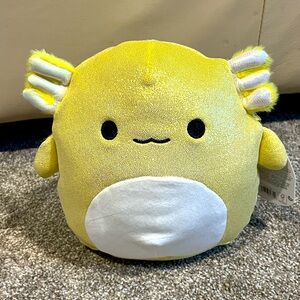 🦎 Treyton Yellow Sparkly Glitter Axolotl Original Squishmallows Kellytoy 7” BNWT